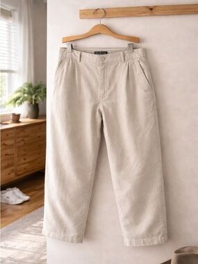 ASOS Linen Blend Cropped Pants Men’s 32 Beige Summer Trousers